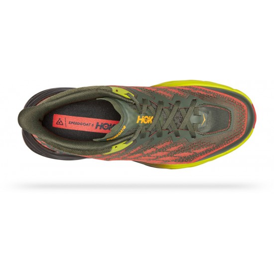 Hoka Speedgoat 5 Trail Running Shoes Thyme/Fiesta Men