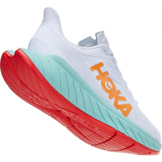 Hoka Carbon X 2 Road Running Shoes White/Blazing Orange Men
