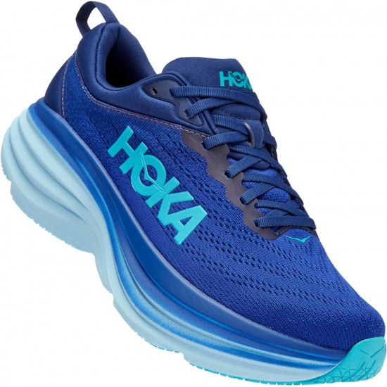 HOKA ONE ONE Bondi 8 Womens Shoes Size 8, Color: Outer Space/Bellwether Blue