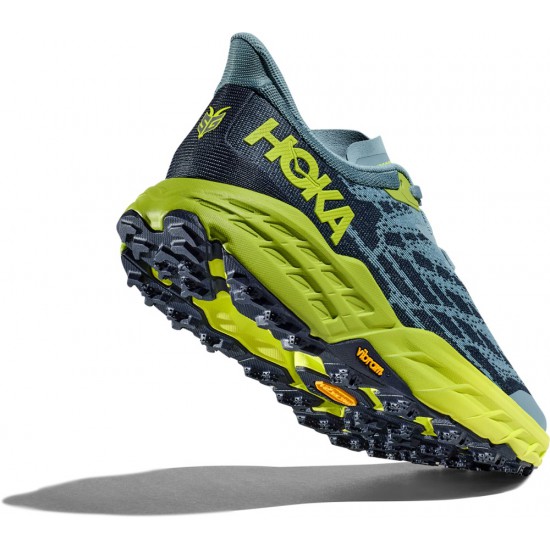 Hoka Speedgoat 5 Trail Running Shoes Stone Blue/Dark Citron Men